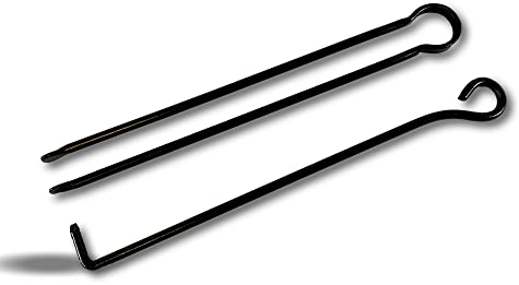 Ensemble tisonnier + pince à bois acier peint noir 50 cm | Accessoire entretien poêle à bois barbecue chaudière cheminée | Braises bûches charbon de bois | Attiser soulever raviver | Kibros 4SC0050PIT