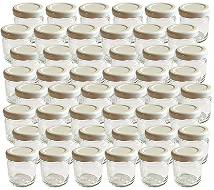 Vitrea 100x Marmeladengläser kleine 50 ml Gläschen mit Schraub-Deckel Weiß - Mini Einmachgläser - Honiggläser - Probiergläser für Gastgeschenke & Hochzeit Made in Germany (100)