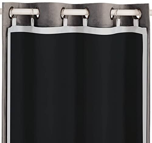 Melodieux 46''W x 90''L Blackout Liner for Eyelet Curtains - 3 Pass Thermal Linings, Thermal Insulated Eyelet Grommet Curtains Liners for Living Room, Bedroom, Office (Black, 2 Pack)