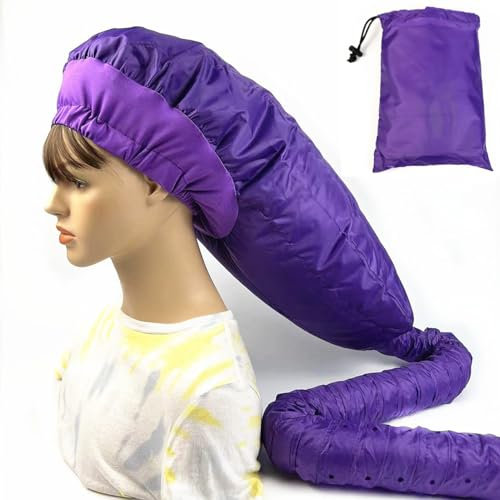 LXTaoler Bonnet Hood Hair Dryer, Adjustable Bonnet Hooded Cap for Hand Held Hair Dryer, Portable Hair Steamer Drying Cap for Women Long Curly Hair (Purple)