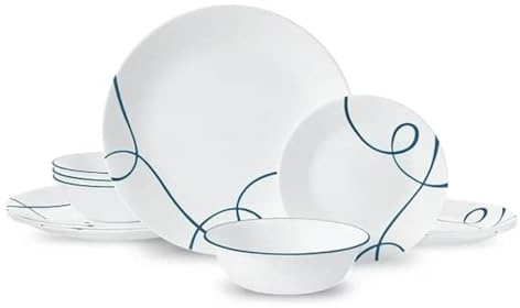 Corelle Lia Service de table 12 pièces résistant aux éclats et aux fissures pour 4 personnes