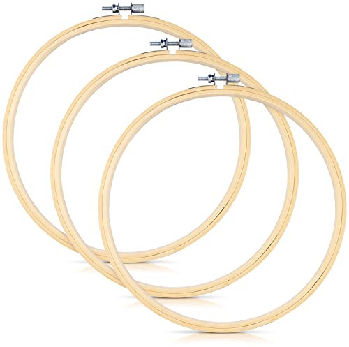 3 Stickrahmen, 20 cm, Bambusrahmen, Kreis, Kreuzstich-Ring, Stickrahmen-Set für Stickerei und Kreuzstich (Bambus-Hoops)