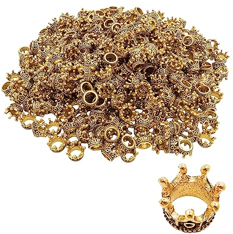 Spldsun 150 Pezzi Corona Charms Ciondolo, Mini Corone Decorative per Creazione Gioielli e Accessori DIY (Oro e Nero)