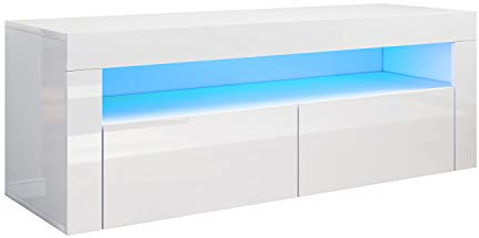 SONNI TV Board, Fernsehtisch, Lowboard, Weiß, TV Schrank, Fernsehschrank, TV-Regal