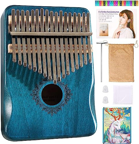 ArtisanShow Kalimba Thumb Piano 17 Keys, Ergonomic Portable Finger Piano, Retro Style Marimbas Finger Piano with Study Instruction and Tune Hammer, Music Gifts for Beginners Lovers Players