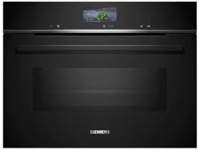 Siemens CM776GKB1, iQ700 Smarter Einbau-Kompaktbackofen mit Mikrowellenfunktion, 60 x 45 cm, 900 W, Made in Germany, Schwarz, Pyrolyse & Hydrolyse, Air Fry, Backofenassistant, Farbiger Touchscreen