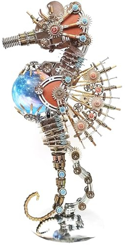 3D Metall Puzzle - Mechanisches Metall Seepferdchen mit Lampe 16 Farben - Metallpuzzle mit Schreibtischständer Zusammenbauen DIY Bildungsdekoratives Sammelgeschenk für Erwachsene und Teenager