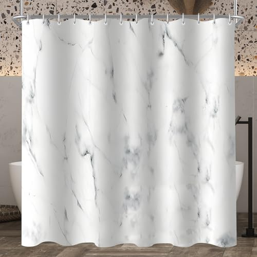 Lerores Duschvorhang 200x200 cm Marmor, Beschwerter Saum Antischimmel Textil, Wasserdicht, Waschbar Polyester Stoff Badevorhänge mit 12 Ösen und Duschvorhangringe für Badezimmer, Badewanne