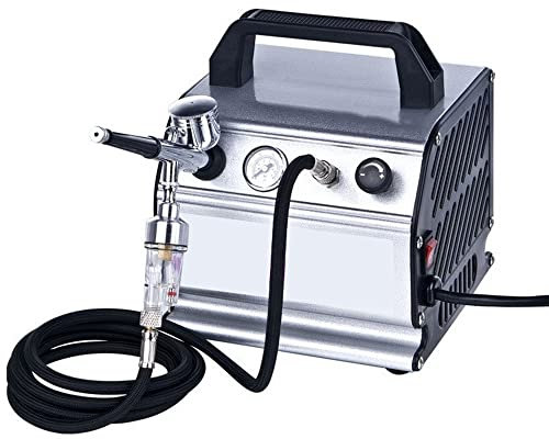 AuLYn Upgraded Airbrush Kit, Nail Coloring Spray Gun Tattoo Inkjet Model Coloring Beauty Nail Painting Equipment Portable Mini Spray Gun Set with Compressor for Cake Decor Makeup Nail Art Model