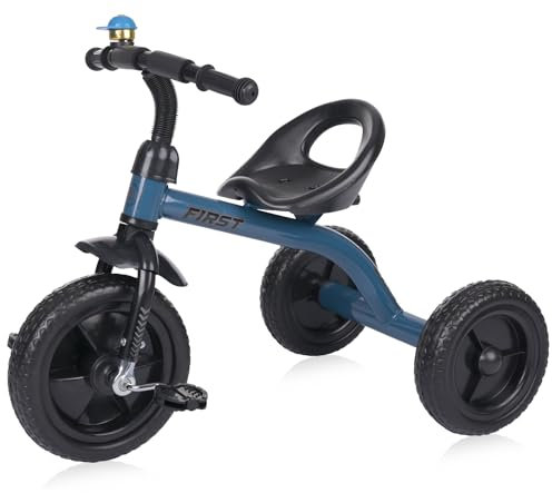 Lorelli Dreirad ab 3 Jahren, Tricycle First, nur 3,5kg, ergonomischer Sitz, Klingel, Eva-Reifen, Schutzblech, rutschfeste Pedale, weiche Gummi-Griffe, blau