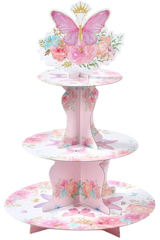 3 våningar cupcake-display tornställ, återanvändbara, tårtställ kartong, cupcake-stativ