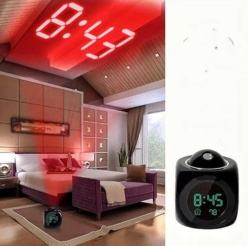 HBUNKT Digitaler Wecker mit LCD-Projektion, sprechender Sprachansage, Thermometer und Schlummerfunktion, ideal für Schlafzimmer