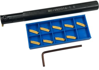 ASZLBYM 5/8 Nutenschneiden Werkzeug drechselwerkzeuge werkzeug MGIVR2016-1.5 Nut-Trennwerkzeug ，Und 11pcs MGMN150 1.5mm Hartmetalleinsätze zum Nutenschneiden.