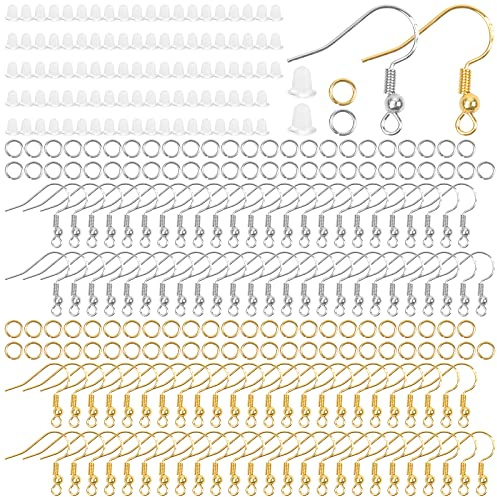 300 Pezzi Ganci per Orecchini Fai da Te - Monachelle e Accessori in Argento e Oro