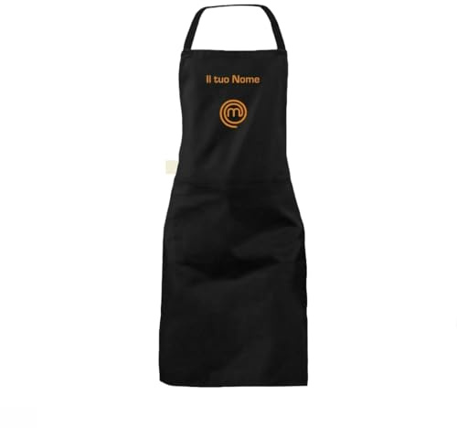 TUTIN Grembiule da Cucina Mondial Chef Personalizzato con nome o frase Idea Regalo (Nero)