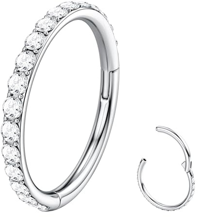 BodyBonita Nasenring Hoops - 316L Edelstah Nasenpiercings 20G/18G/16G CZ Conch Helix Piercings Schmuck Septum Piercing Knorpel Ohrring Rook Tragus Daith 12 mm Silber