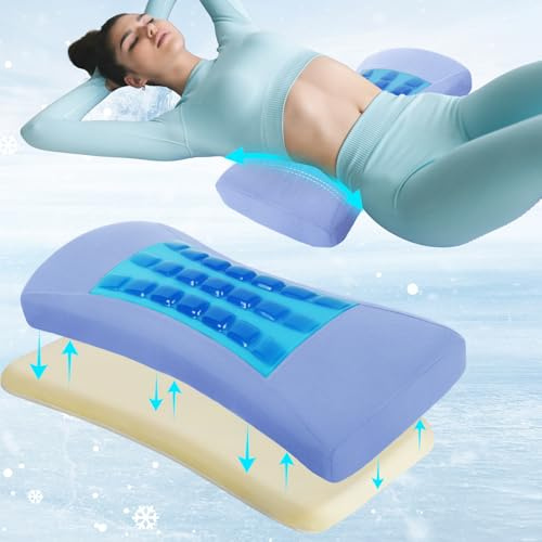 vamorry Almohada de apoyo lumbar para aliviar el dolor de espalda baja con gel refrescante: almohada de ciática para la parte inferior de la espalda para dormir, almohada de cintura de espuma