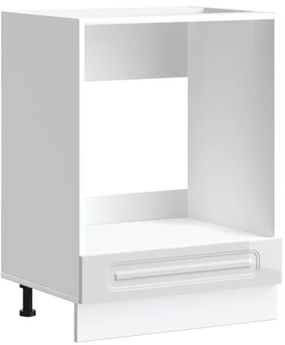 vidaXL Oven Cabinet - High Gloss White - Engineered Wood - Adjustable Kitchen Storage Unit - 60x46x81.5 cm - Compact Space-Saving Design
