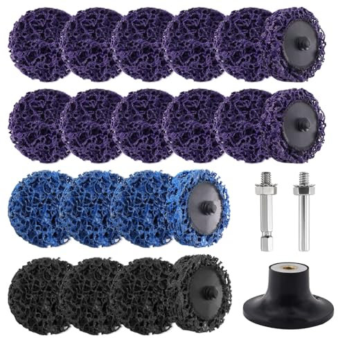 BEASAFY 20 discos de lijado CSD con varillas, disco de limpieza de 50 mm, disco de limpieza grueso, taladro, disco abrasivo para acabado superficial, pulido y eliminación de óxido