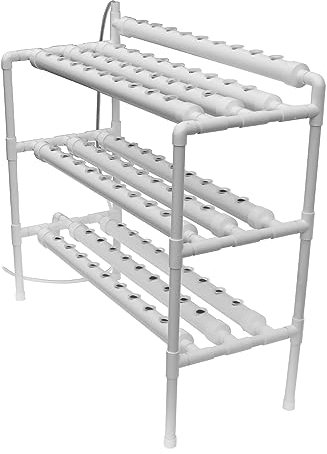 PTSZNGS Hydroponisches Anbausystem, 90 Pflanzen, Hydroponik-Anbauset, 3 Schichten, 3 Reihen, 10 Rohre, Pflanzsystem mit 110-V-Wasserpumpe, Pflanzschwamm und Schlauch für den Gemüseanbau