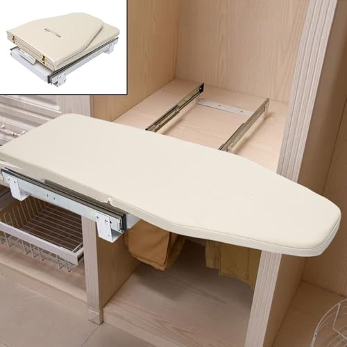 Ritabiity Foldable Ironing Board 12” x 32” Retractable Hidden Ironing Board Closet Ironing Station in Cabinet for Apartment & Small Room