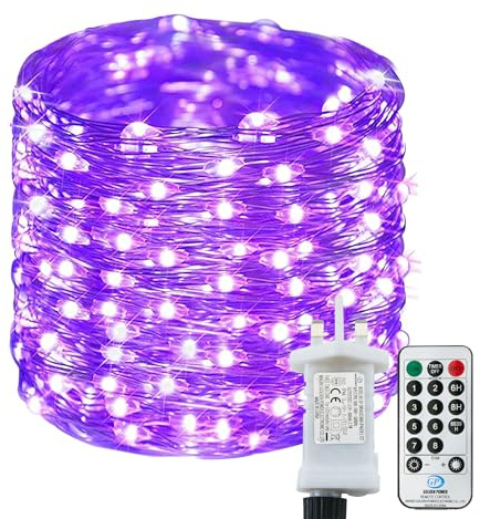 Lezonic 22M/72FT Plug in Fairy Lights, 220LEDs Fairy Lights Mains Powered Waterproof, 8 Modes Copper Wire String Lights for Indoor Bedroom Outdoor Garden Patio Wedding Christmas Decorations(Purple)