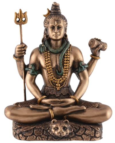 Indischer Gott Shiva im Lotussitz, Miniatur, aus Kunststein, handbemalt, aus der Veronese Kollektion,708-76383
