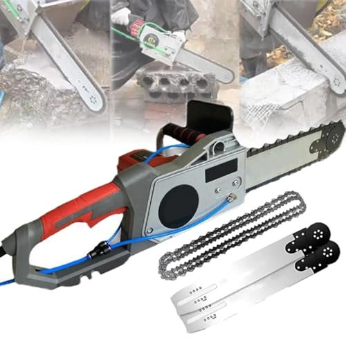 Tronçonneuse portative sans balais, tronçonneuse électrique à béton de 48 cm pour granit, béton armé, coupe-mur à chaîne diamantée avec système anti-poussière alimenté par eau, 2 chaînes