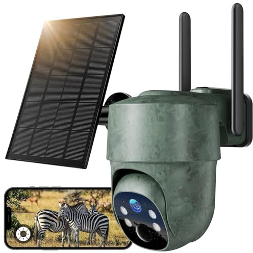 WOLFANG 4G LTE Wildkamera, Überwachungskamera mit Handyübertragung App Wildkamera Solar mit SIM Karte, 4G Bild-& Videoversand, 2.5K HD-Video PTZ Bewegungsmelder Nachtsicht, IP66 Wasserdicht, 8400mAh