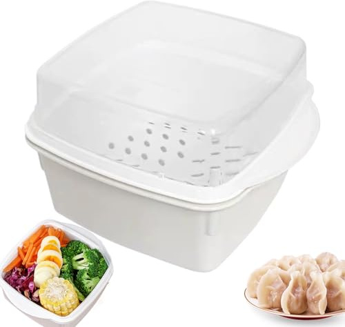 Vaporiera per Microonde Senza BPA, per Alimenti, Vaporiera Riscaldante | Cuociriso Microonde Ciotole Contenitore per Verdure Pesce e Preparazione Pasti Cottura a Vapore Riscaldante Cibo Alimenti