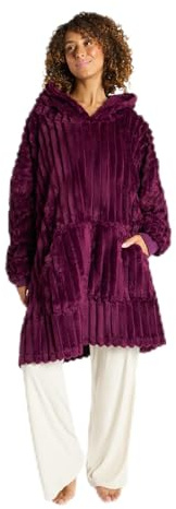 OHS Ribbed Fleece Hoodie Blanket, Super Soft Wearable Blanket with Hood - Maroon, Cream, Charcoal, Mink