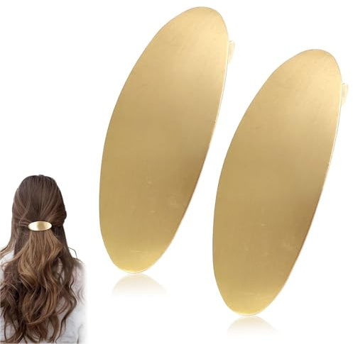 LunarCharm 2 Stück Ovale Haarspange Vintage Metall Große Haarklammer Gold Französische Hochzeit Abschlussball Formale Haaraccessoires für Frauen Mädchen Lang Dickes Haar