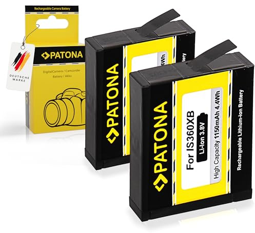 PATONA 2X Batería para Insta 360 1150mAh 4.4Wh 3.8V Li-Ion | Batería para Insta360 One X Action Cam, 100% idéntica a la original, con protección antisobrecarga y anticortocircuito