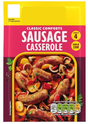 Sausage Casserole Recipe Mix 39G, Pack Of 3, A seasoning mix with tomato and herbs for sausage casserole, provides 4 servings, suitable for vegans