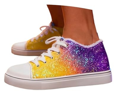 Generisch Baskets à paillettes pour femme - Paillettes brillantes - Années 80 - Chaussures hippie - Disco - Paillettes réversibles - À thème et festival - Costume de carnaval, O violet, 41 EU