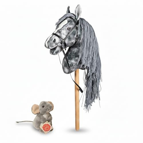 HKM Hobby Horse + Teddy Hermann Maus Geschenkset – Steckenpferd & Kuscheltier – Spielzeug für Kinder – Rollenspiel & Kuscheln – Perfekte Geschenkidee – Set für Geburtstage & Weihnachten