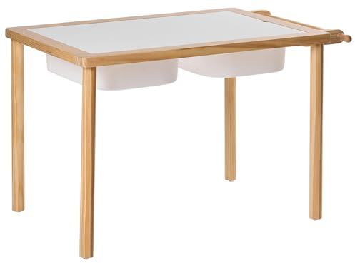 Montessori Barnmöbelset i Furu med Ritbord och Pall för Barnrum Skandinavisk Stil Ljusbrun Kempsey