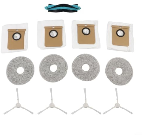 Juego de piezas de repuesto compatible con Conga 15090 16090 AI SpinArm Home Wash, cepillo de rodillo de nailon, cepillos laterales, paños de fregona lavables y kit de bolsas