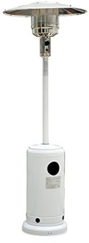 Outsunny Stufetta da Esterno a Fungo in Ferro e Acciaio con 2 Ruote e Vassoio Portaoggetti, Ø81x221 cm, Bianco