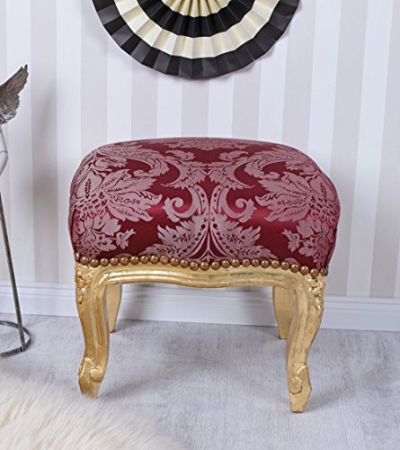 Hocker Barock Fussbank Rot Füssbänkchen Fußschemel Schemel Antik cat689a05 Palazzo Exklusiv