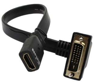SinLoon DVI to HDMI Cable Gold-Plated 90 Degree Angle DVI 24 1 Male to HDMI Female 1080p Video Converter - Flat, DVD & Projector Adapter