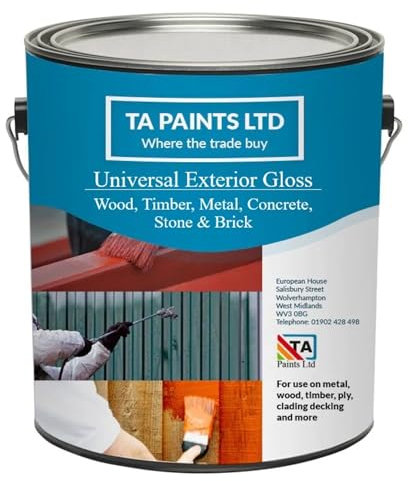 T A Paints Ltd Exterior Gloss Wood Metal Paint Gates Railings Garage Door Decking Timber Posts Front Door Garden Furnirure Multi Surface (1 Litre Grey BS 00 A 05)