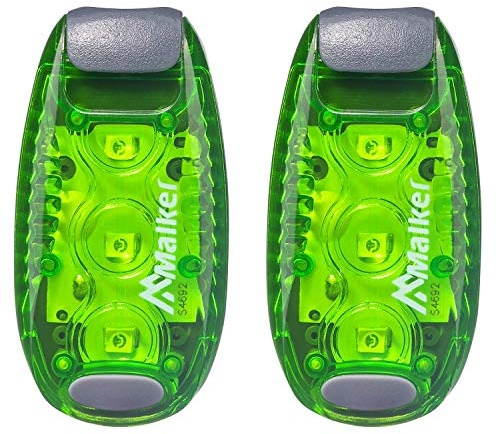 Malker LED Blinklicht Sicherheitslicht Set Sicherheit Licht für Kinder Schulranzen Nachtläufer Bergsteiger Hunde Leuchtanhänger mit Batterien Clip Dauerlicht und Blinklicht 2er