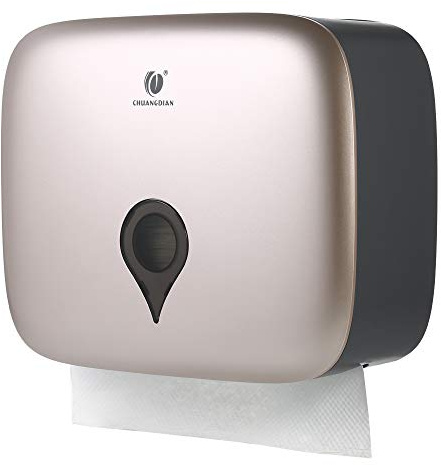 Decdeal 1 Dispenser Carta Asciugamani da Parete - Dispenser Asciugamani Carta Impermeabile,Porta Carta Igienica per Asciugamani Piegati Z/C (Champagne Oro)