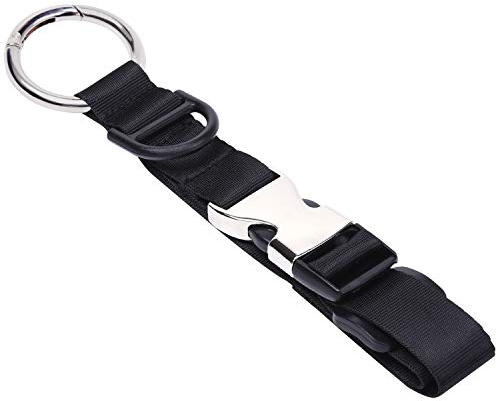 Wisdompro Correa para Equipaje, Soporte para Chaqueta, Correa con Clip de Transporte con Hebilla en D, Clip para Abrigo de Viaje para Bolsa (Negro)