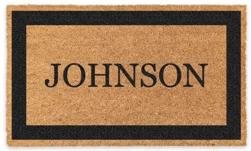 COCO MATS 'N MORE Personalized Coco Doormat - Made in USA, Vinyl Backing | Personalized Welcome Mats | Tough Coir Bristles More Effective at Getting Dirt Out (Single Border, 38 x 60)