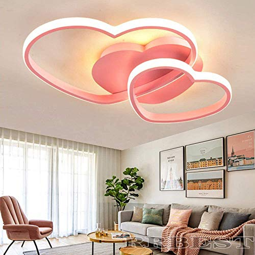 GHY LED Deckenleuchte Für Kinder Acryl Herz Form Design Moderne Deckenlampe Für Schlafzimmer Pendelleuchte Warme Romantische Hochzeitszimmer Dekolampe Babylampe Kinderlampe,Rosa