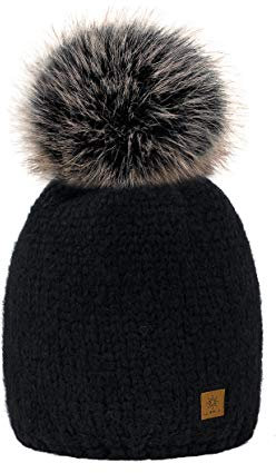 MFAZ Morefaz Ltd Vintermössa eller halsduk dam ull mössa mössa mask stickad hals mössor fleece pom pom pom