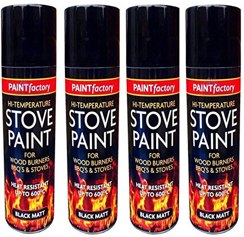 HZ ENTERPRISES 400ML HEAT RESISTANT MATT BLACK SPRAY STOVE HIGH TEMPERATURE PAINT METAL WOOD PLASTIC CERAMIC AEROSOL SPRAY (4)