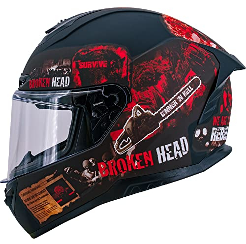 Broken Head Broken Resolution Red Motorradhelm - Integralhelm Schwarz-Rot (XS (53-54 cm))